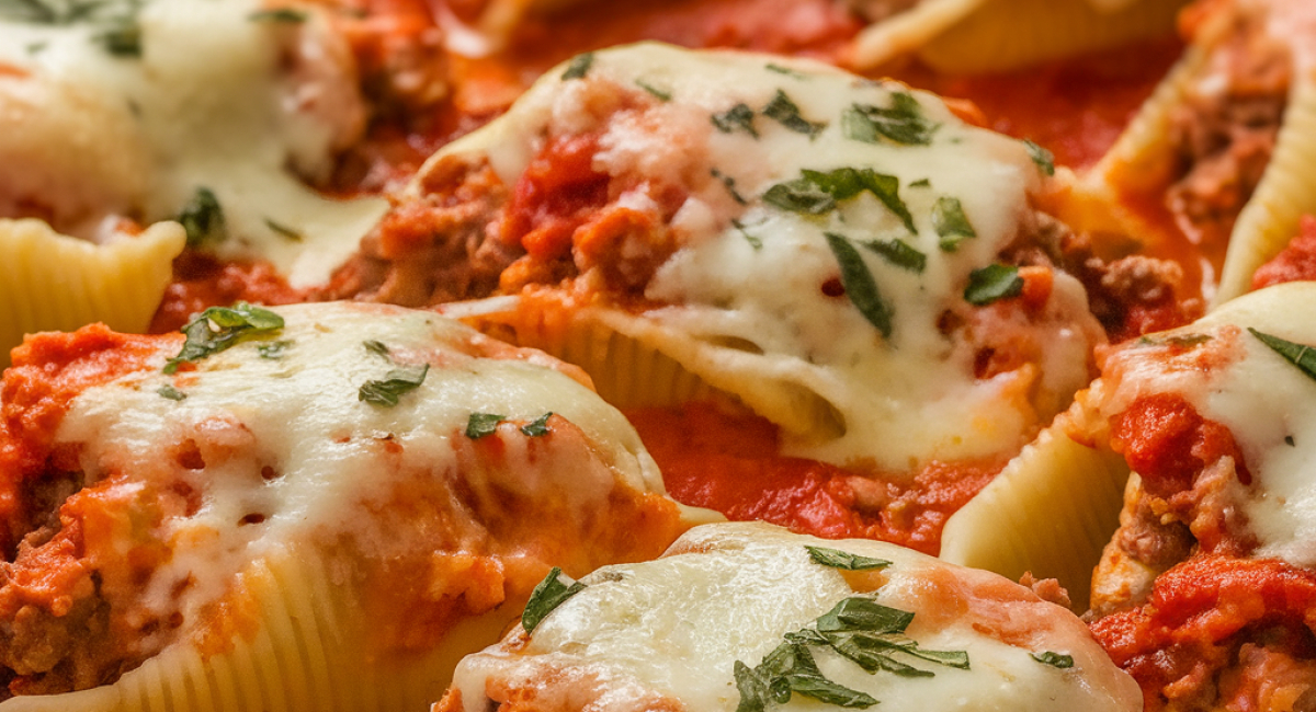 Beef-Stuffed Shells with Creamy Ricotta Filling