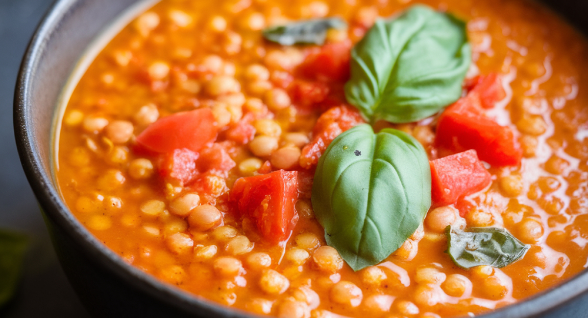 Lentil Coconut Soup with Tomatoes