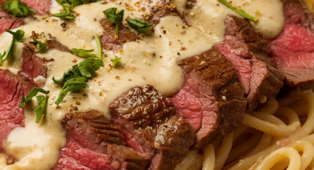 Spicy Cajun Steak with Creamy Alfredo Pasta