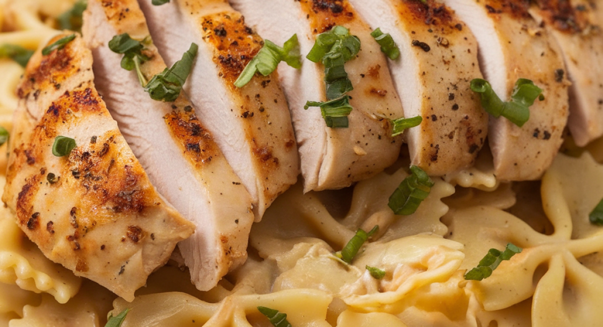 Lemon Garlic Chicken with Creamy Bowtie Pasta