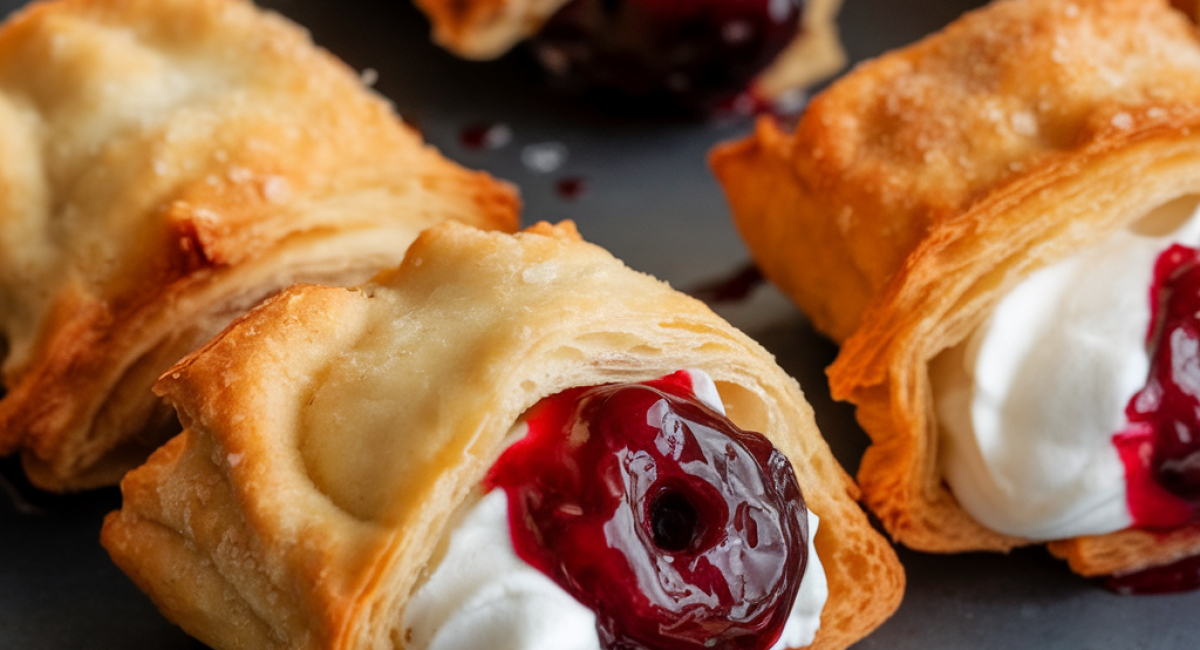 Air fryer cherry cheesecake egg rolls