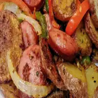 Fried Potatoes and Onions/Peppers with Smoked Sausage