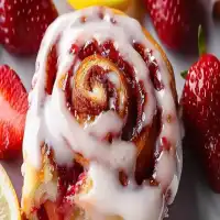 Strawberry Cinnamon Rolls with Lemon Cream Cheese Glaze