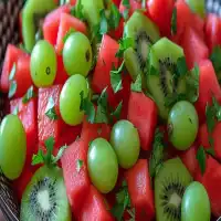 Watermelon Kiwi and Green Grape Salad 