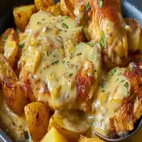 Delicioso Pollo con Patatas en Salsa de Queso! 🥔🧀