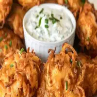 Amish Onion Fritters with Chive Dip