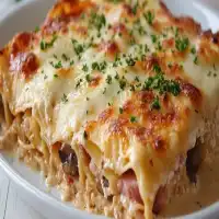 Lasagnes roulées au jambon et champignons
