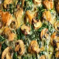 Chicken spinach and mushroom low carb oven dish