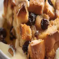 Old Fashioned Bread Pudding with Vanilla Sauce