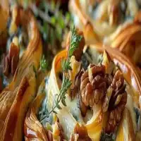 Tourbillon de pâte feuilletée au fromage bleu, aux noix et au thym