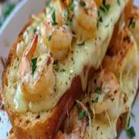 Pão de Alho com Queijo e Camarão Grelhado fica Delicioso 