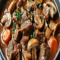 Le ragoût de bœuf aux champignons