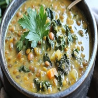 Lentil Coconut Soup with Swiss Chard