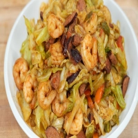 Fried Cabbage with Shrimp & Sausage