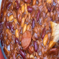 Slow Cooker Kielbasa and Barbecue Beans