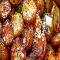 Roasted Garlic Butter Parmesan Potatoes