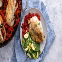 Roasted Red Pepper, Spinach, and Mozzarella Stuffed Chicken