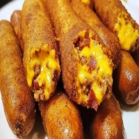 Deep Fried Bacon Cheeseburger Corn Dogs