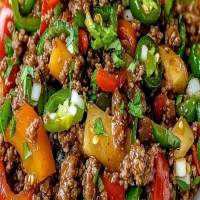 Spicy Jalapeño Popper Mediterranean Ground Beef Stir Fry