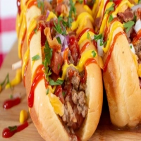 Double BBQ Bacon Cheeseburger Dogs