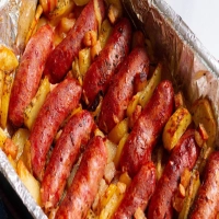 Linguiça Assada com Batata
