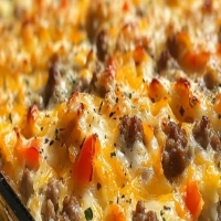 Cheesy Sausage Hashbrown Bake