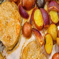 Roasted Pork Chops with Multi Colored Potatoes