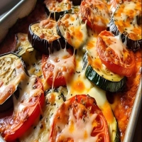 Berinjelas Assadas com Tomates e Queijo 