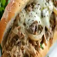 Lazy Slow Cooker Chicken Cheesesteak Sandwich