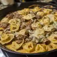 Cheesesteak Tortellini in Rich Provolone Sauce