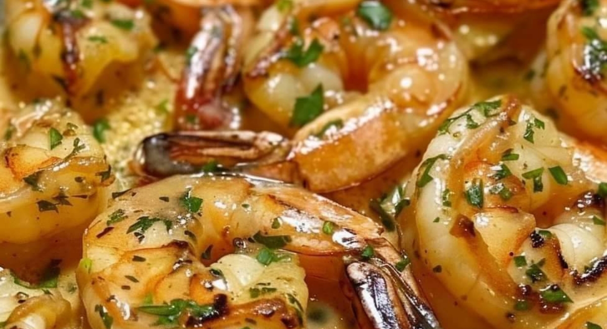Crevettes Grillées Trempées dans une Sauce Crémeuse à l’Ail