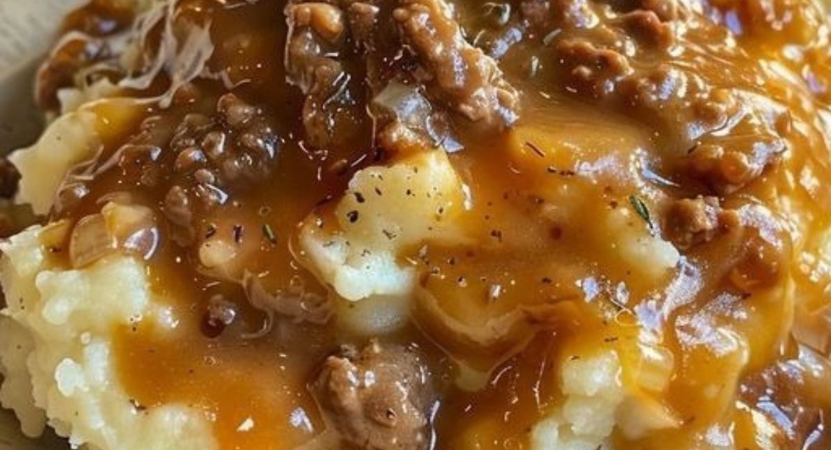  Ground Beef and Gravy Over Mashed Potatoes