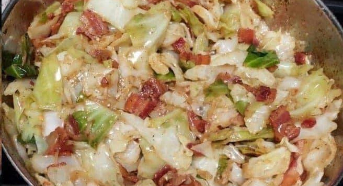 Fried Cabbage and Bacon With Onion