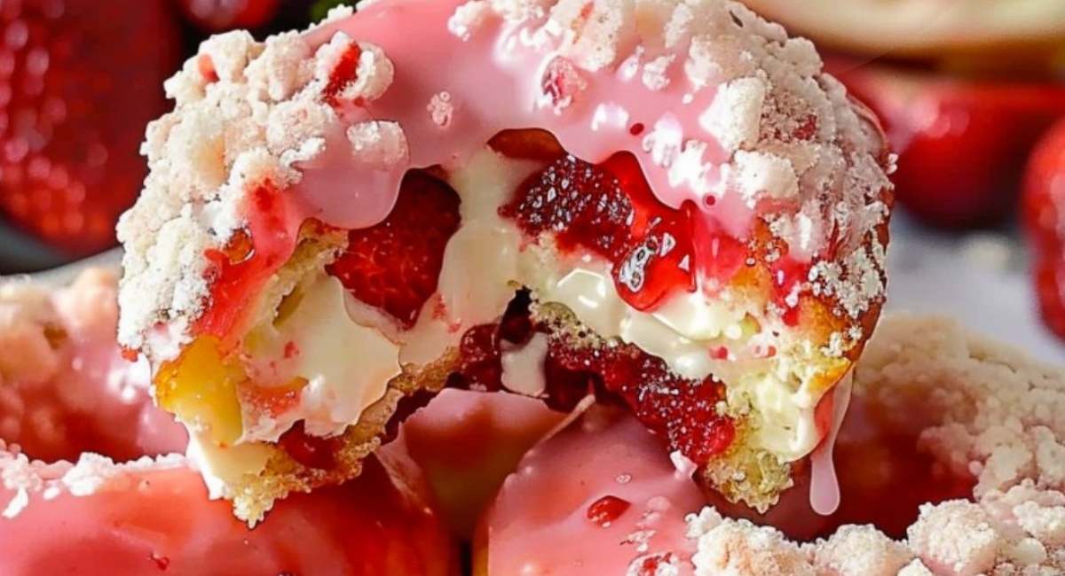 Heavenly Bites: Strawberry Cheesecake Stuffed Donuts