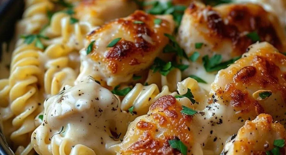 Garlic Parmesan Chicken Pasta Bake