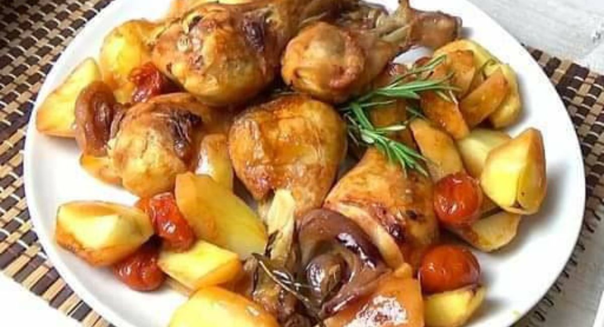 Poulet et pommes de terre au four