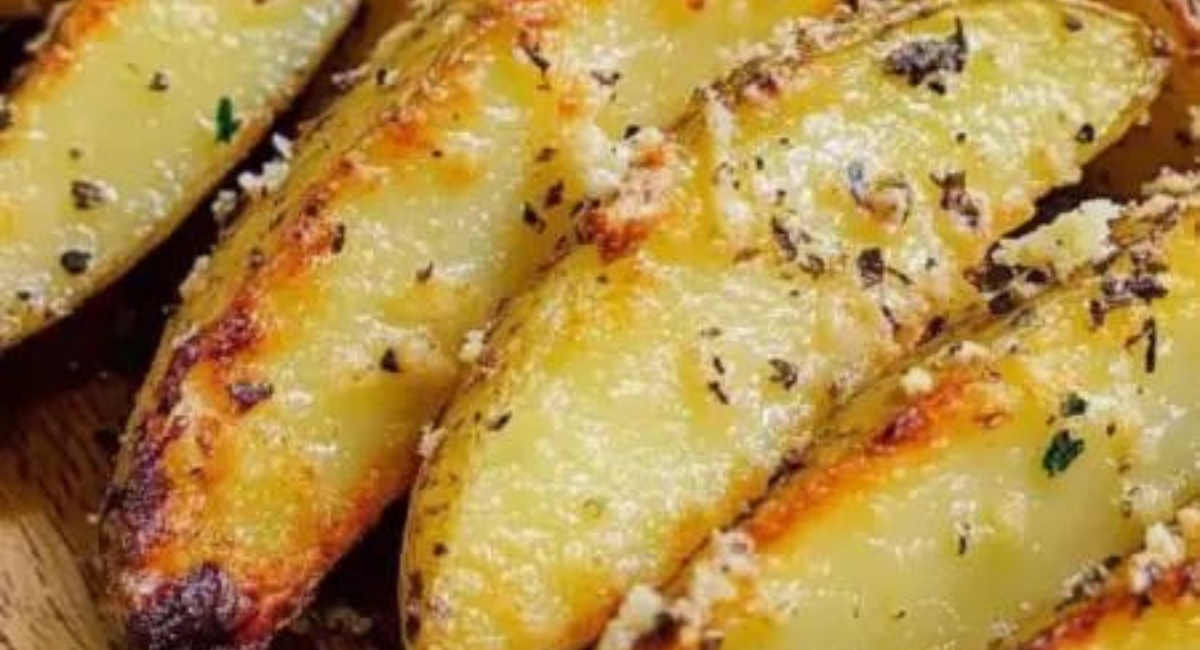 BAKED GARLIC PARMESAN POTATO WEDGES