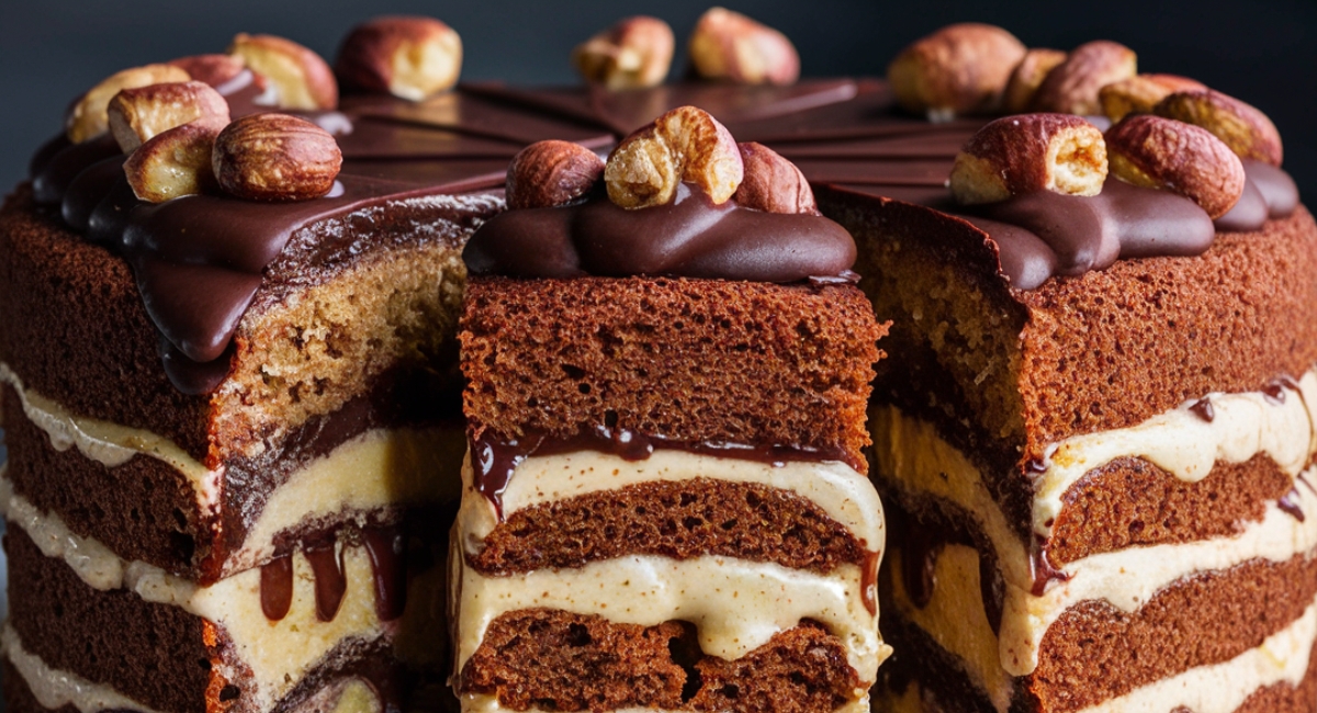 Hazelnut Sponge Cake with Chocolate Ganache 