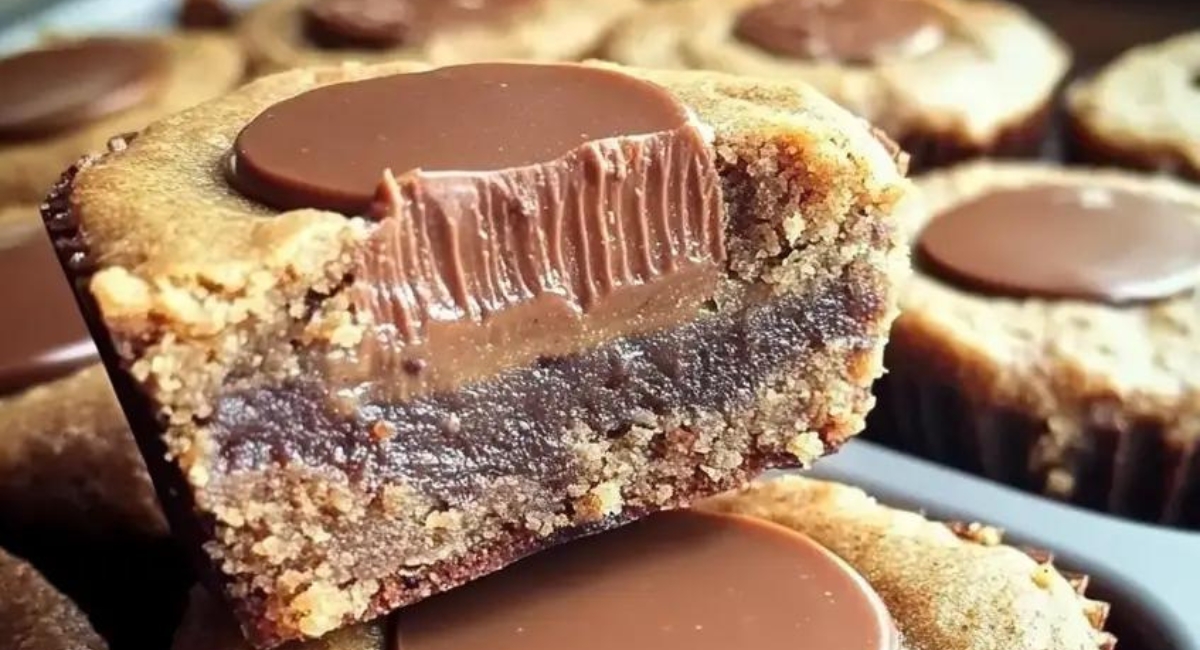 Peanut Butter Cup Stuffed Brookies