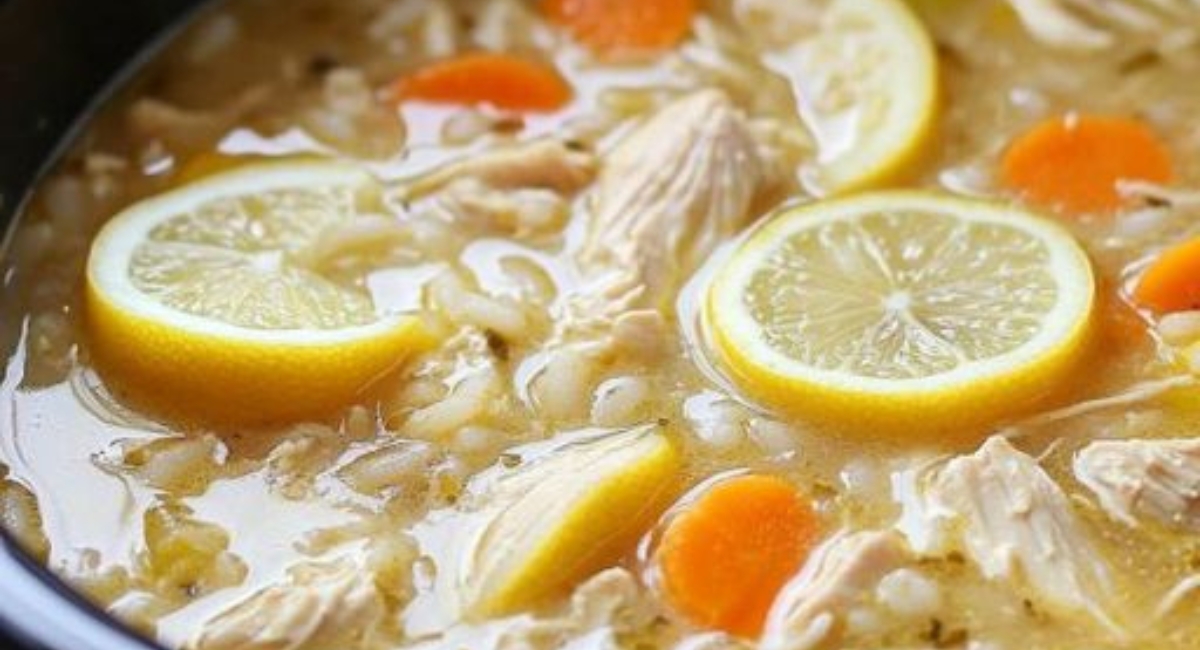 Slow Cooker Lemon Chicken & Rice Soup