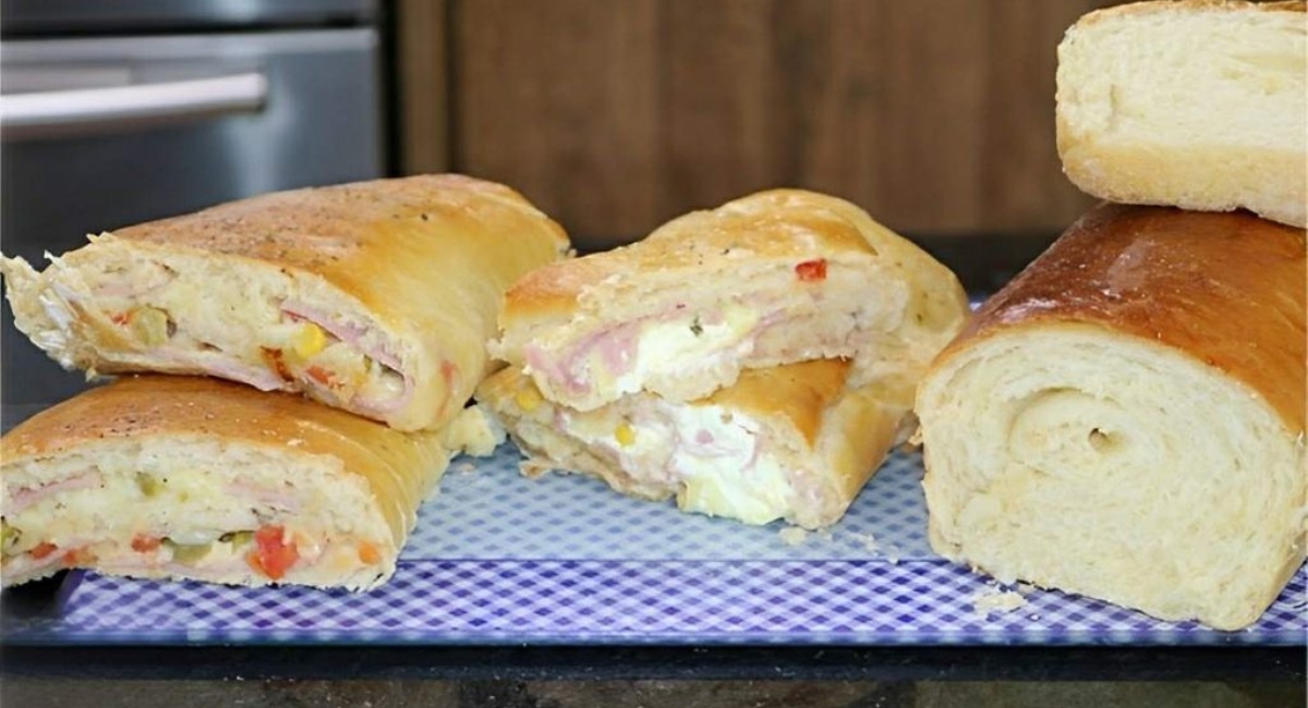 Pão de forno recheado macio e irresistível