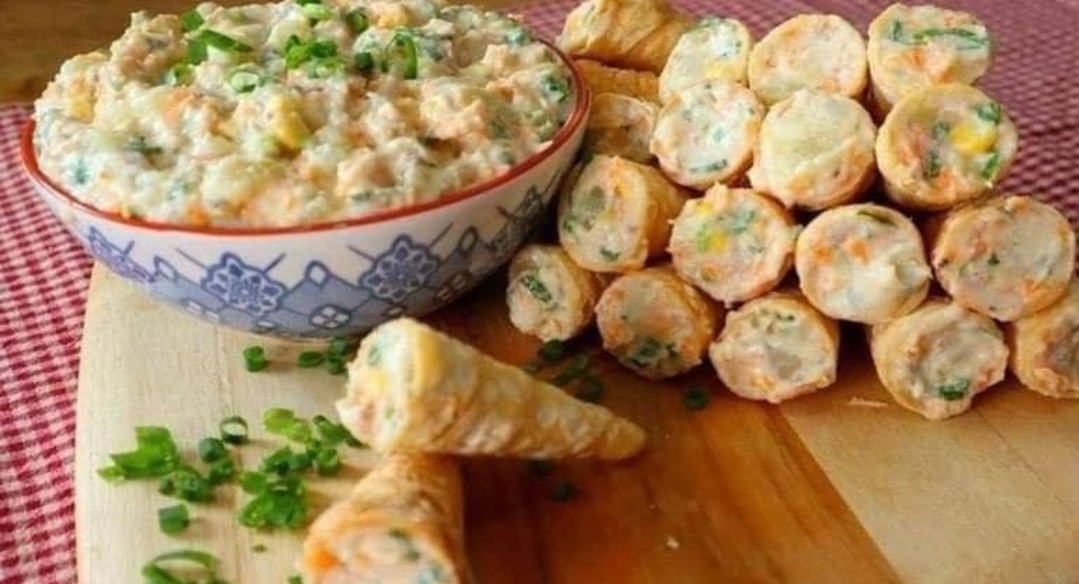 Canudinhos de atum e maionese