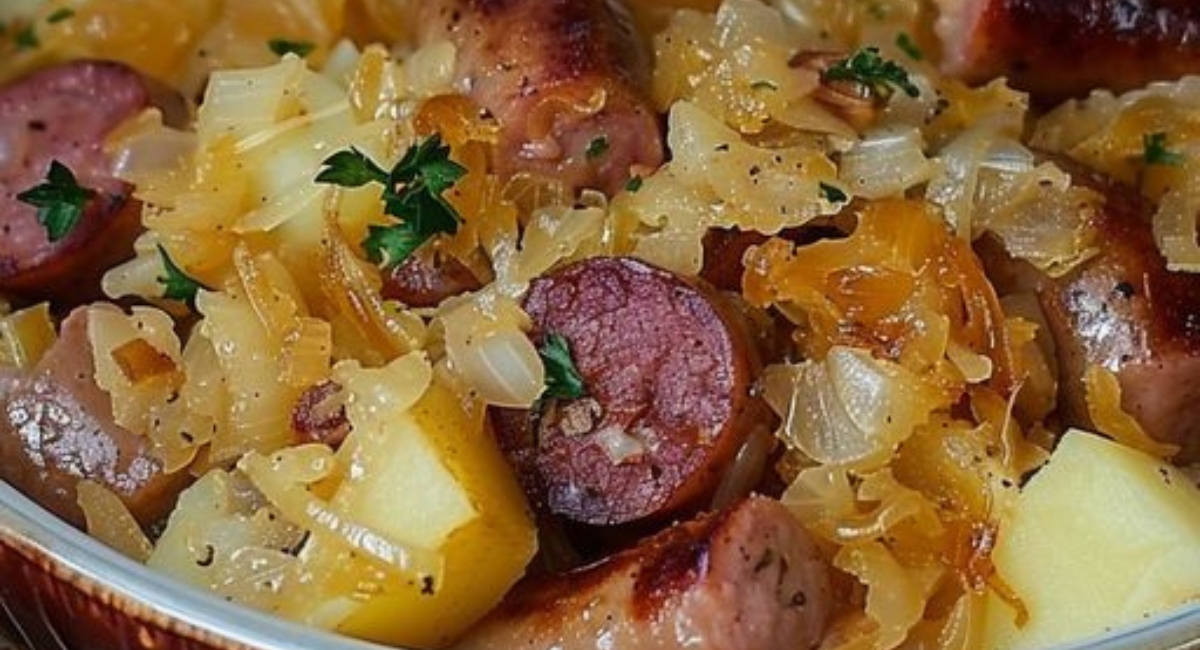 Polish sausage Sauerkraut and potatoes