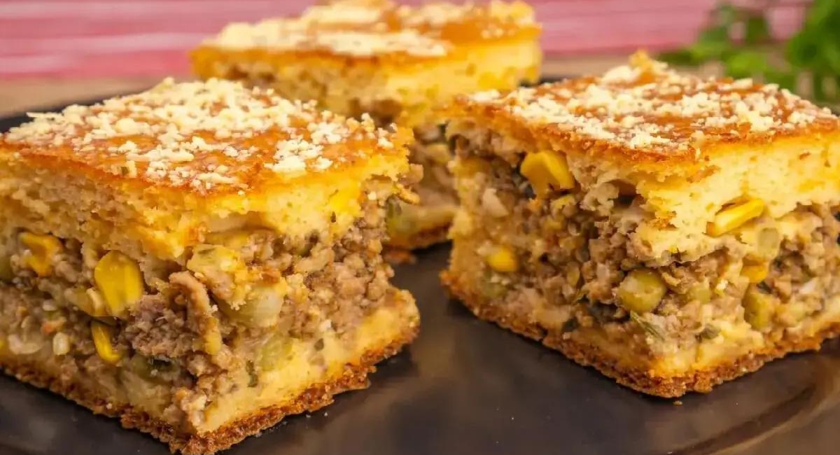 Torta de carne moída no liquidificador