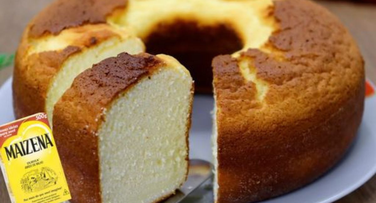 Bolo moça de maizena 3 ingredientes fácil e gostoso