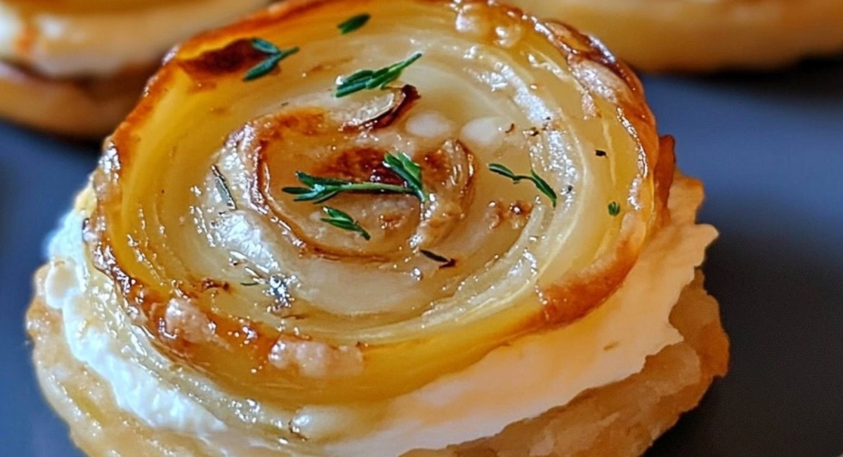 Feuilletés apéritifs au chèvre et confit d'oignon