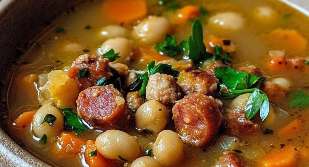 Soupe de Pois Chiches, Poireaux, Chorizo & Coriandre 