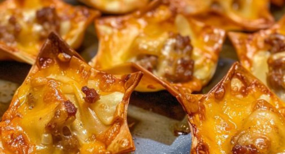 Baked Sausage and Cheese Mini Wontons