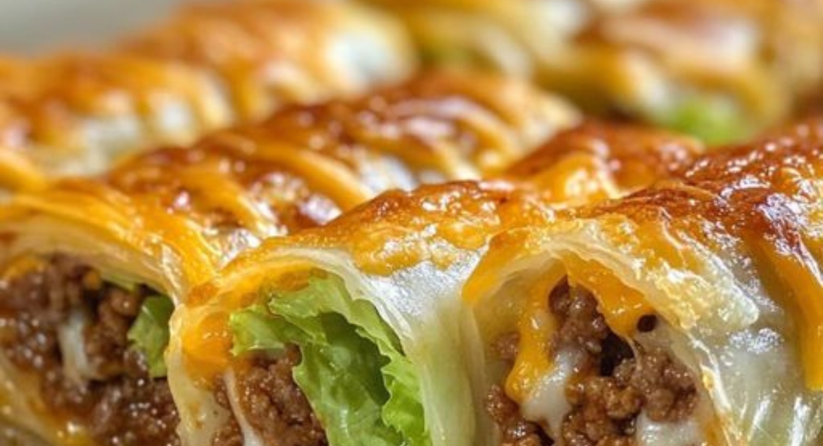 Low Carb Baked Big Mac Rice Paper Roll