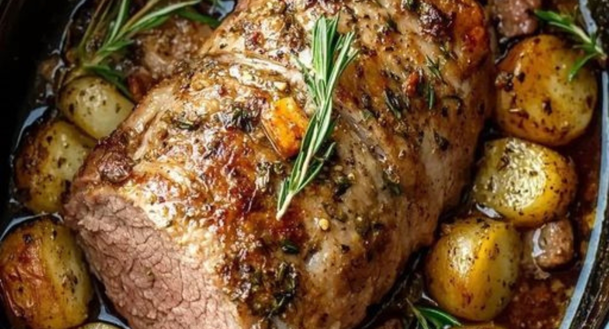 Slow Cooker Garlic Herb Pork Roast